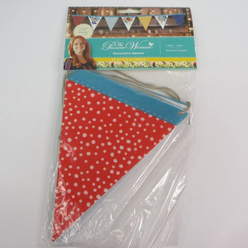 2 Pioneer Woman Decorative Fabric Banner Garland 60